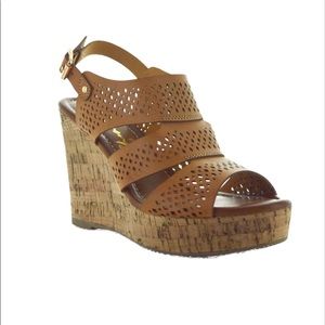 NWT Seven7 Lauren Cork Wedge Sandals in Camel Size 10